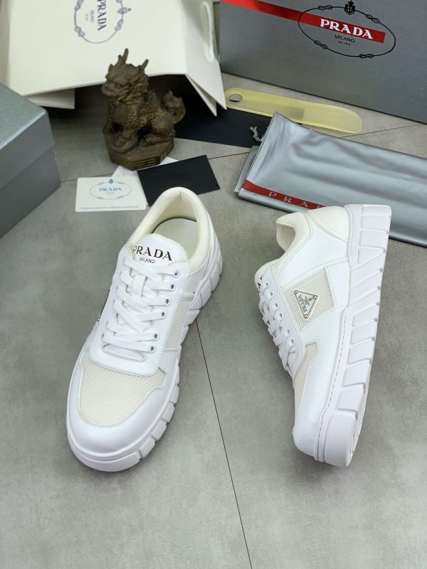 Prada Padded Nappa Leather Sneakers white. (8) Prada Padded Nappa Leather Sneakers white.