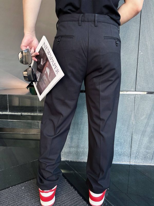 Prada Triangle Logo Zipper Casual Suit Trousers- Black (3) Prada Triangle Logo Zipper Casual Suit Trousers- Black