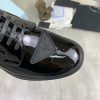 Prada Black Patent Leather Derby Shoe Triangle Logo