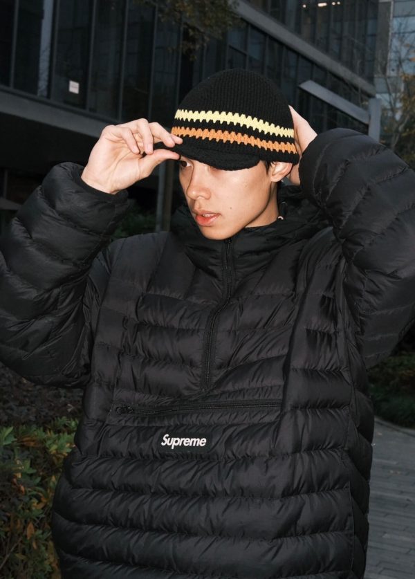 Supreme Micro Down Half Zip Hooded Down Jacket- Black (2) Supreme Micro Down Half Zip Hooded Down Jacket- Black