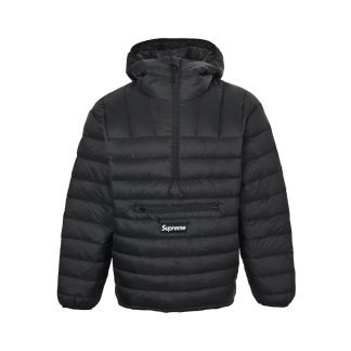 Supreme Micro Down Half Zip Hooded Down Jacket- Black
