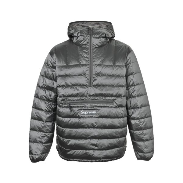 Supreme Micro Down Half Zip Hooded Down Jacket- Grey (5) Supreme Micro Down Half Zip Hooded Down Jacket- Grey