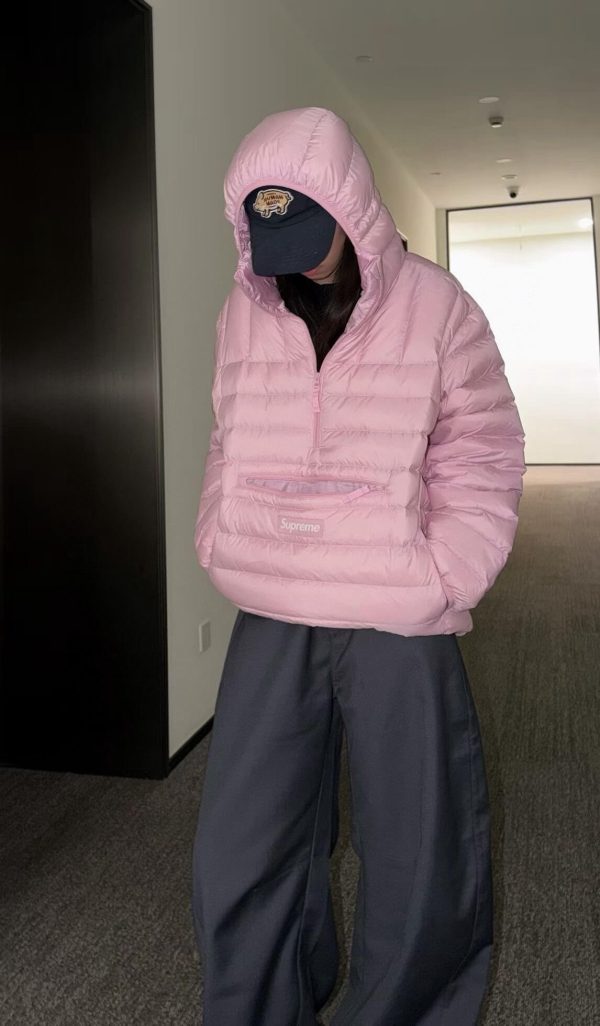 Supreme Micro Down Half Zip Hooded Down Jacket- Pink (1) Supreme Micro Down Half Zip Hooded Down Jacket- Pink