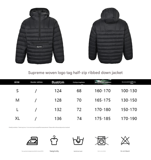 Supreme Micro Down Half Zip Hooded Down Jacket- Pink (1) Supreme Micro Down Half Zip Hooded Down Jacket- Black