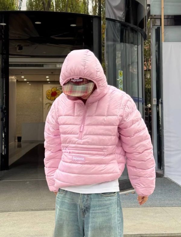 Supreme Micro Down Half Zip Hooded Down Jacket- Pink (4) Supreme Micro Down Half Zip Hooded Down Jacket- Pink