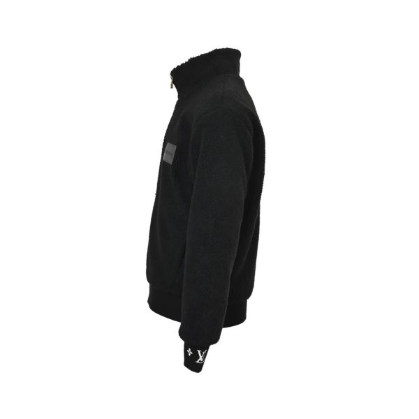 The Louis Vuitton Leather Patch Fleece Blouson Jacket – Black