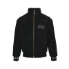 The Louis Vuitton Leather Patch Fleece Blouson Jacket – Black