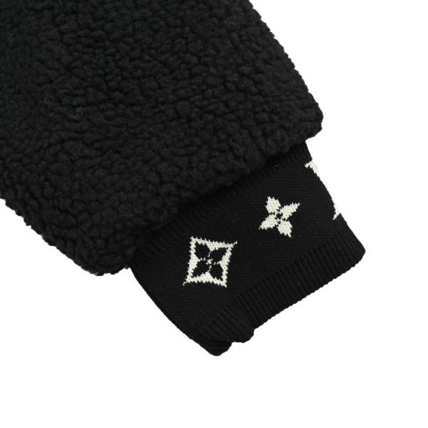 The Louis Vuitton Leather Patch Fleece Blouson Jacket – Black