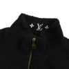 The Louis Vuitton Leather Patch Fleece Blouson Jacket – Black