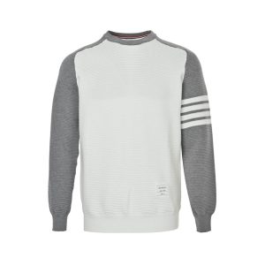 Thom Browne "4-Bar" Stripe Crewneck Sweater- White