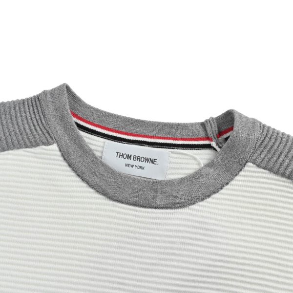Thom Browne "4-Bar" Stripe Crewneck Sweater- White