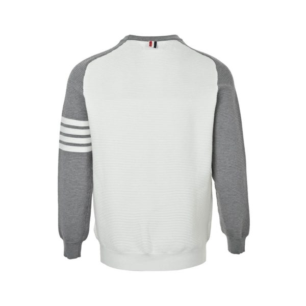 Thom Browne "4-Bar" Stripe Crewneck Sweater- White