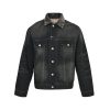 Acne Studios Leather Collar Washed Denim Jacket- Black (10) Acne Studios Leather Collar Washed Denim Jacket- Black