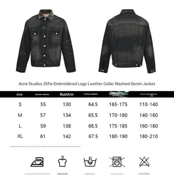 Acne Studios Leather Collar Washed Denim Jacket- Black (12) Acne Studios Leather Collar Washed Denim Jacket- Black
