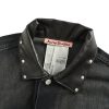 Acne Studios Leather Collar Washed Denim Jacket- Black (8) Acne Studios Leather Collar Washed Denim Jacket- Black