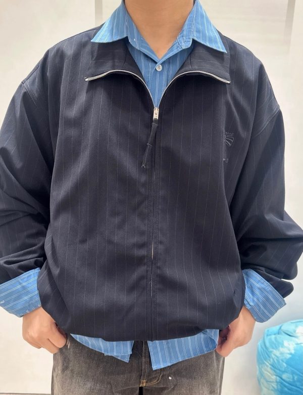 Acne Studios Pinstripe Zipper Jacket- Black