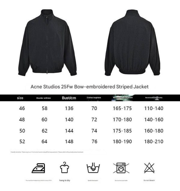 Acne Studios Pinstripe Zipper Jacket- Black