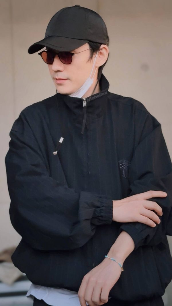 Acne Studios Pinstripe Zipper Jacket- Black