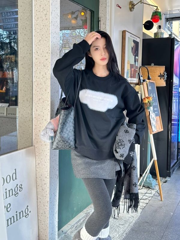 Alexander Wang Essential Terry Crew Sweatshirt- Black (1) Alexander Wang Essential Terry Crew Sweatshirt- Black