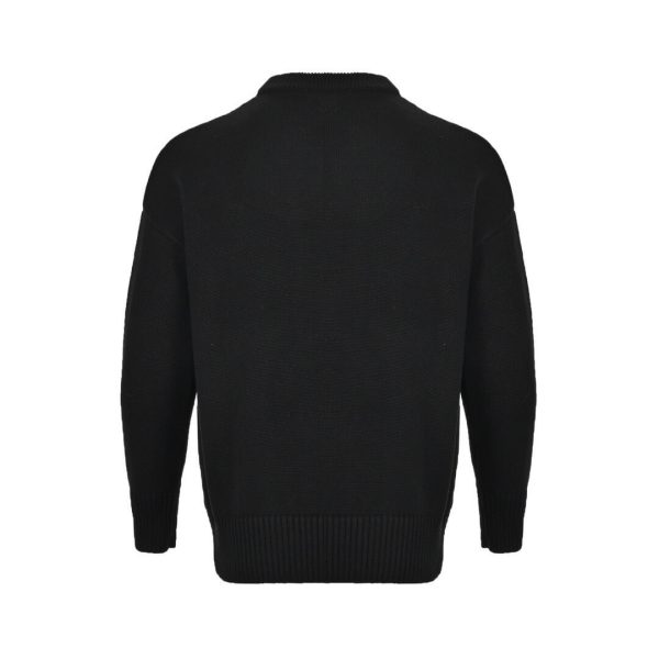 Ami de Cœur Embroidered Heart Logo Crew Neck Sweater – Black.