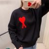 Ami de Cœur Embroidered Heart Logo Crew Neck Sweater – Black.