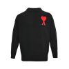 Ami de Cœur Embroidered Heart Logo Crew Neck Sweater – Black.