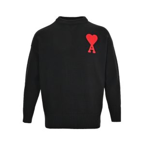 Ami de Cœur Embroidered Heart Logo Crew Neck Sweater – Black (6) Ami de Cœur Embroidered Heart Logo Crew Neck Sweater – Black.