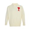 Ami de Cœur Embroidered Heart Logo Crew Neck sweater- Off-White