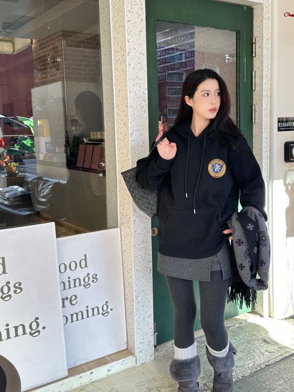 Balenciaga Bomber Embroidered Hooded Jacket- Black