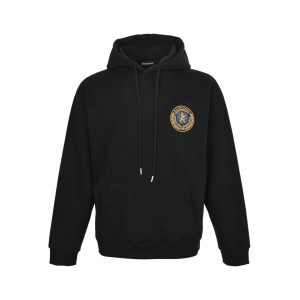 Balenciaga Bomber Embroidered Hooded Jacket- Black (7) Balenciaga Bomber Embroidered Hooded Jacket- Black