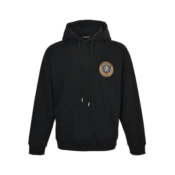 Balenciaga Bomber Embroidered Hooded Jacket- Black