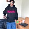 Balenciaga Tape Type Ripped Pocket Hoodie- Black and Pink Logo (6) Balenciaga Tape Type Ripped Pocket Hoodie- Black and Pink Logo.