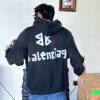 Balenciaga Tape Type Ripped Pocket Hoodie- Black and White Logo (2) Balenciaga Tape Type Ripped Pocket Hoodie- Black and White Logo