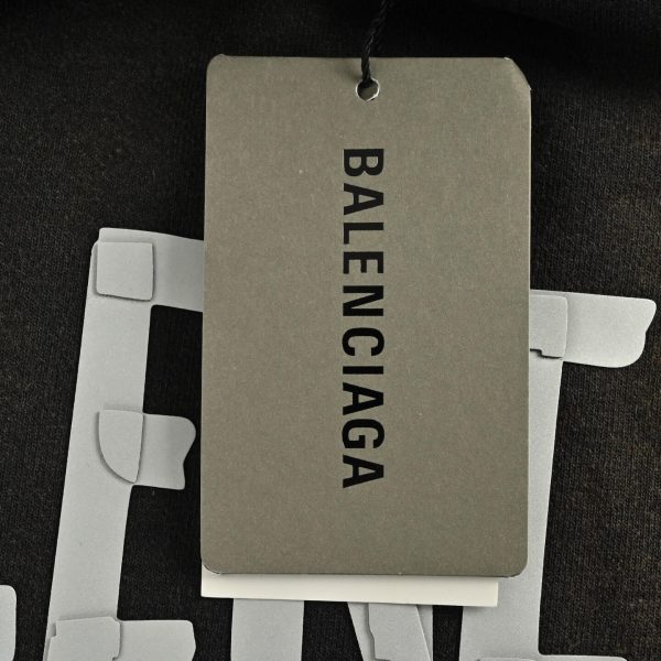 Balenciaga Tape Type Ripped Pocket Hoodie- Black and White Logo (4) Balenciaga Tape Type Ripped Pocket Hoodie- Black and White Logo
