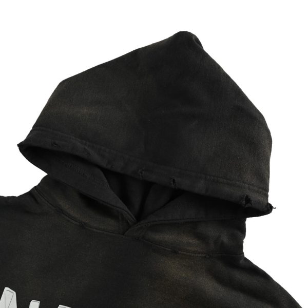 Balenciaga Tape Type Ripped Pocket Hoodie- Black and White Logo (6) Balenciaga Tape Type Ripped Pocket Hoodie- Black and White Logo