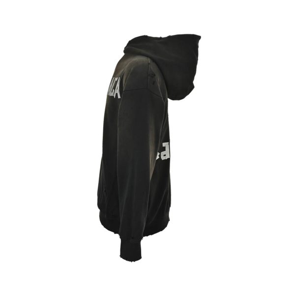 Balenciaga Tape Type Ripped Pocket Hoodie- Black and White Logo (9) Balenciaga Tape Type Ripped Pocket Hoodie- Black and White Logo