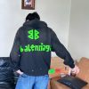 Balenciaga Tape Type Ripped Pocket Hoodie- Green Logo (2) Balenciaga Tape Type Ripped Pocket Hoodie- Green Logo
