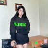 Balenciaga Tape Type Ripped Pocket Hoodie- Green Logo (5) Balenciaga Tape Type Ripped Pocket Hoodie- Green Logo