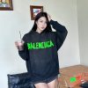 Balenciaga Tape Type Ripped Pocket Hoodie- Green Logo (6) Balenciaga Tape Type Ripped Pocket Hoodie- Green Logo