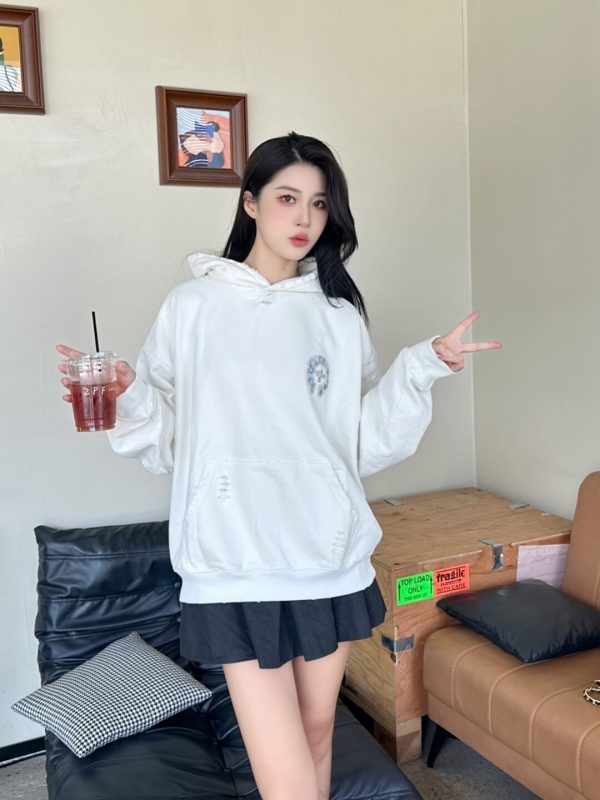 Black Chrome Hearts Hoodie- White (1) Black Chrome Hearts Hoodie- White