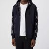 Burberry Check Hood Cotton Zip Hoodie- Black