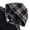 Burberry Check Hood Cotton Zip Hoodie- Black