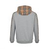 Burberry Check Hood Cotton Zip Hoodie- Grey (5) Burberry Check Hood Cotton Zip Hoodie- Grey