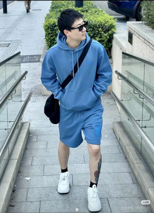 Burberry EKD Cotton Jersey Hoodie- Blue