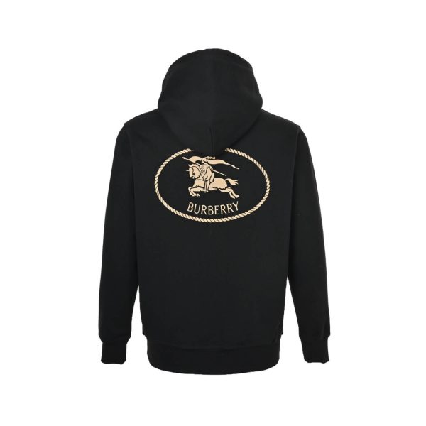 Burberry "Equestrian Knight Design" Logo Cotton Hoodie- Black