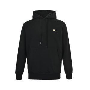 Burberry "Equestrian Knight Design" Logo Cotton Hoodie- Black