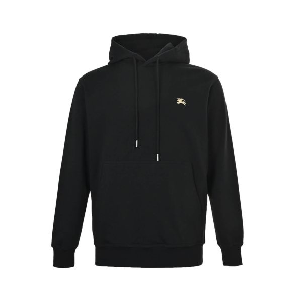 Burberry "Equestrian Knight Design" Logo Cotton Hoodie- Black
