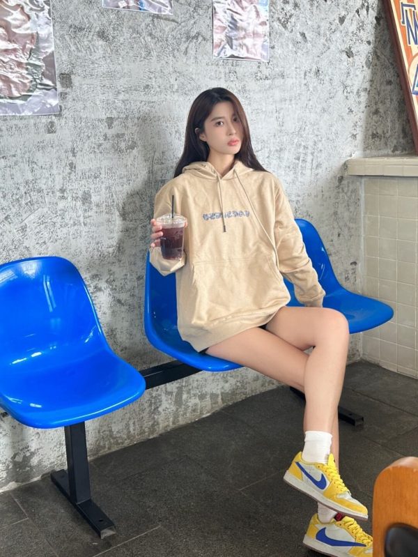 Burberry Letter Print on Chest Hoodie- Beige