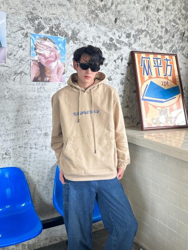 Burberry Letter Print on Chest Hoodie- Beige