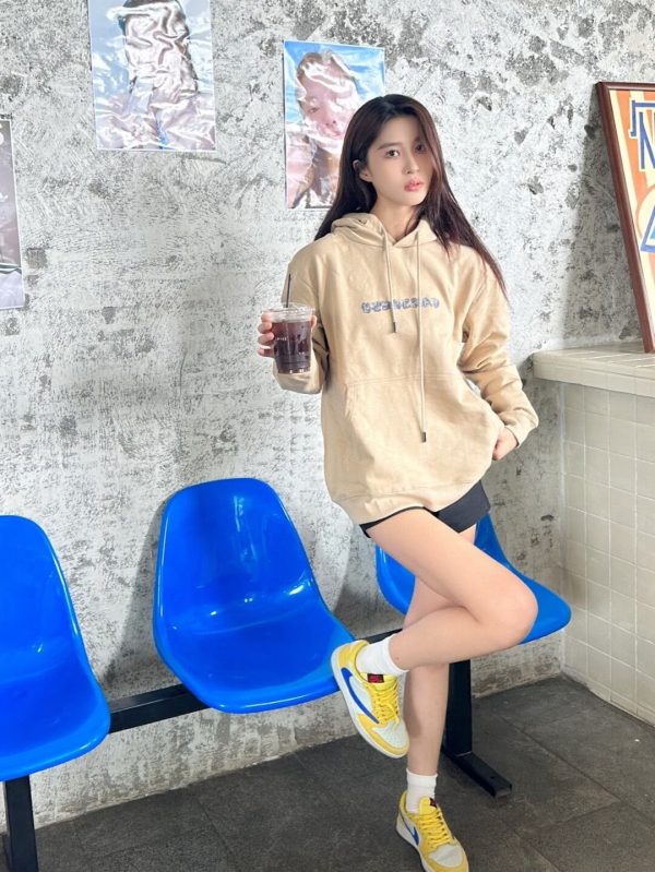 Burberry Letter Print on Chest Hoodie- Beige